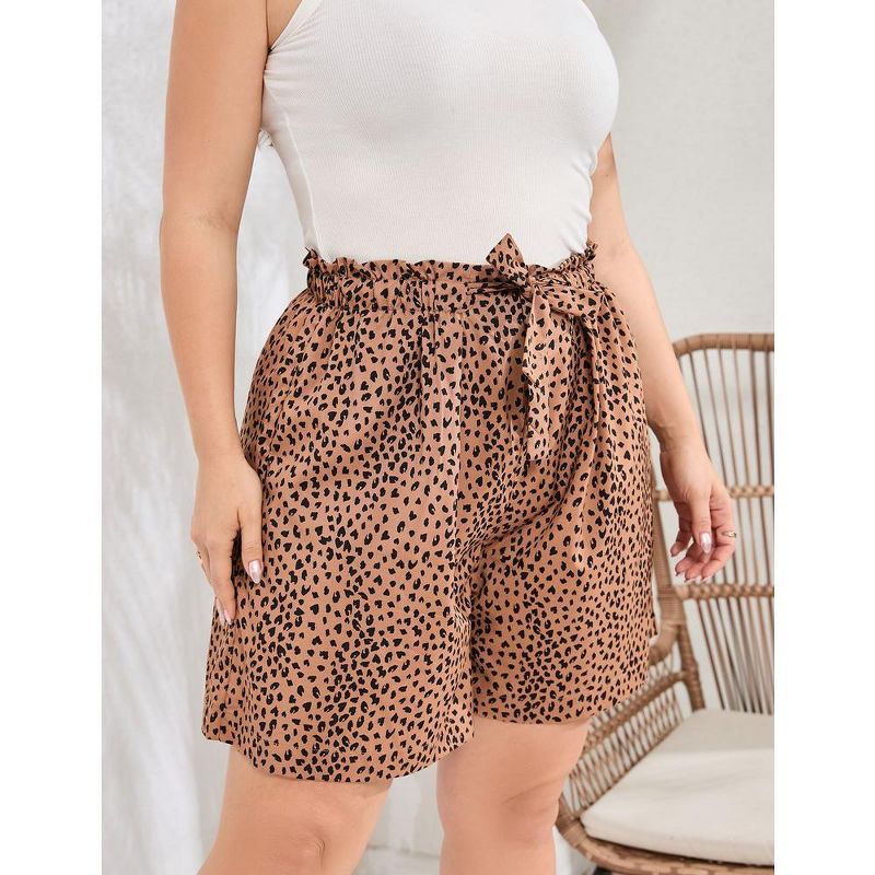 Plus Size Loose Casual Shorts Women Elastic Tie Waist Summer Dressy Shorts Wide Leg Comfy Lounge Shorts, 3 of 8