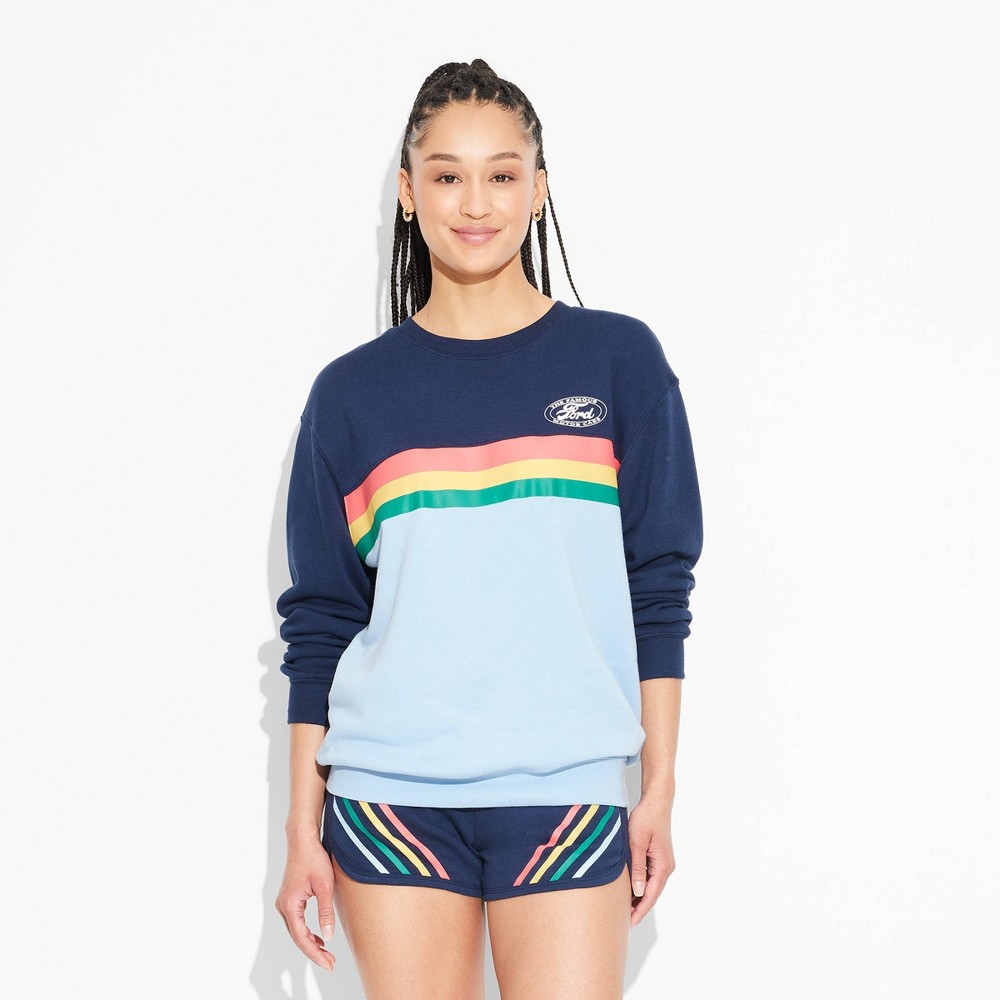 Women's Ford Striped Graphic Sweatshirt - Blue L