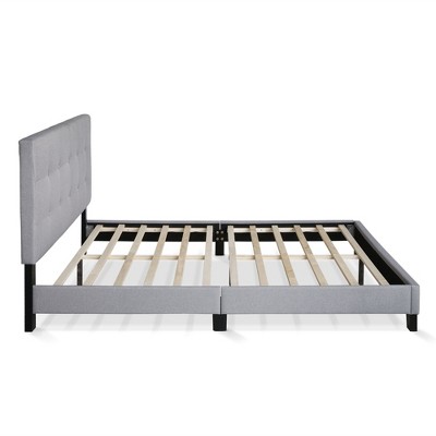 Queen Glacier Linen Upholstered Tufted Platform Bed Frame