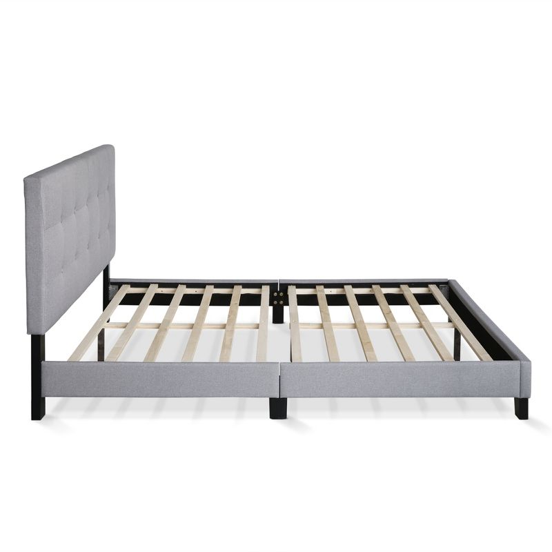 Furinno Laval Button Tufted Bed Frame, 12PC Slat Style, Glacier, 5 of 9