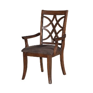 Set of 2 Keenan Arm Dining Chair Dark Walnut - Acme Furniture: Traditional Design, Microfiber Upholstery, Wood Frame - 1 of 3