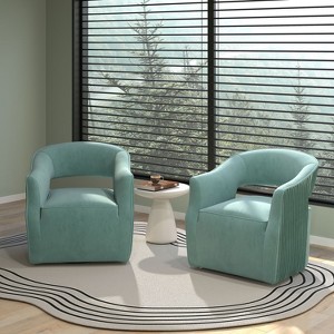 SEYNAR Modern Glam Velvet 360 Degree Swivel Open-Back Accent Armchair Set of 2 - 1 of 4