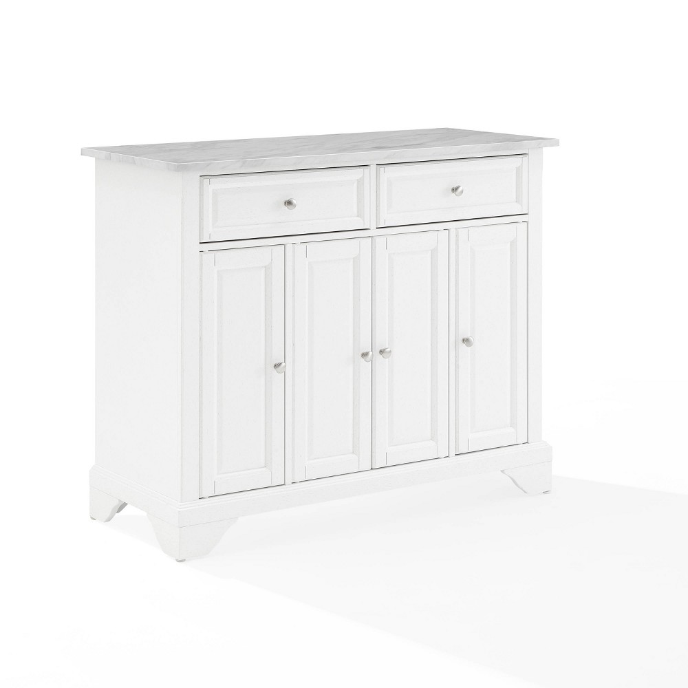 Photos - Kitchen System Crosley Avery Kitchen Island/Cart Distressed White/White Marble  