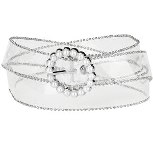 INSPIRE CHIC Women's Metal Pin Buckle Transparent Adjustable Belt - 1 of 4