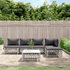 vidaXL 6 Piece Patio Lounge Set with Steel Frame, White Woven Fabric Construction, Modular Design, and Thick Cushions for Comfort and Durability - 2 of 4