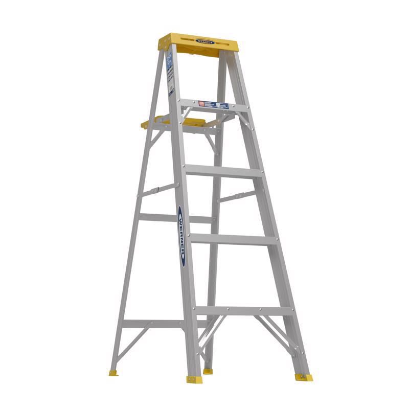 Werner 5 ft. H Aluminum Step Ladder Type I 250 lb. capacity, 1 of 2