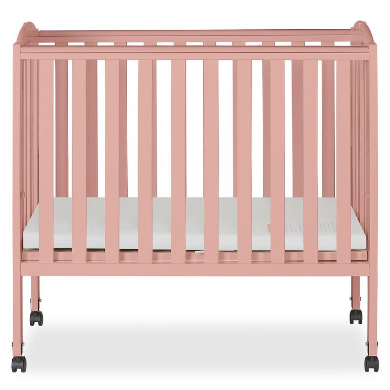 Dream On Me 2 in 1 Folding Portable Crib, Dusty Pink, 1 of 10