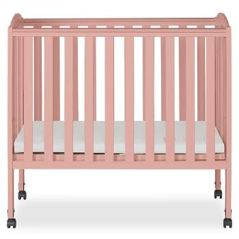 Dream On Me 2 in 1 Folding Portable Crib, Dusty Pink
