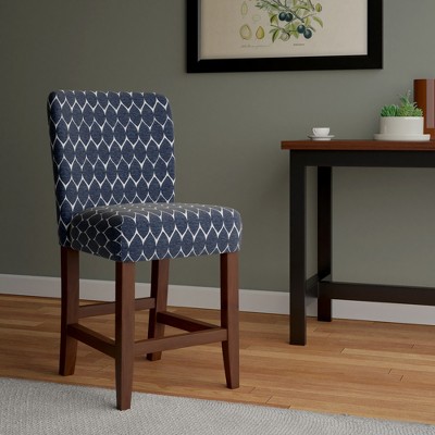 Navy Classic Parsons 24" Upholstered Counter Stool with Wood Legs