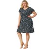 Agnes Orinda Women's Plus Size V Neck Elastic Waist Ditsy Floral At Knee A Line Dresses - 4 of 4