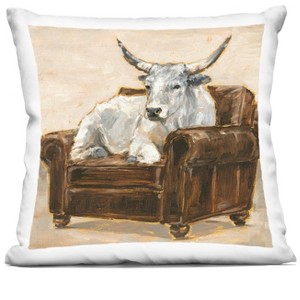 Stupell Industries Longhorn White Bull Resting in Brown Chair - 1 of 3