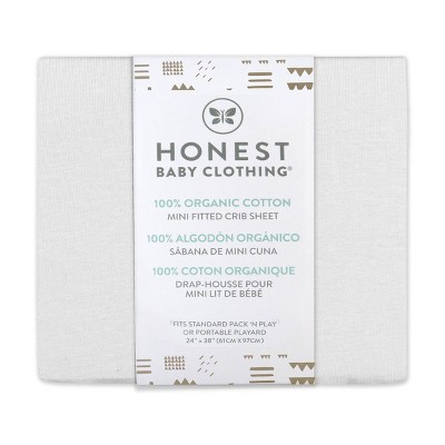 White Organic Cotton Jersey Mini Crib Sheet for Playard