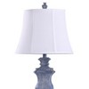 Tao's Textured Urn Table Lamp with Bell Shade Denim Blue - StyleCraft: Polyresin Base, Polyester Linen Shade - 2 of 3