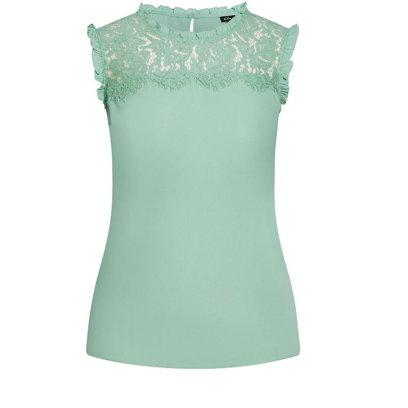 Women's Plus Size Lace Angel Top - sage | CITY CHIC, 3 of 4