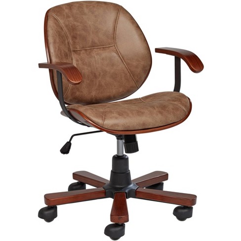 Walnut leather 2025 office chair