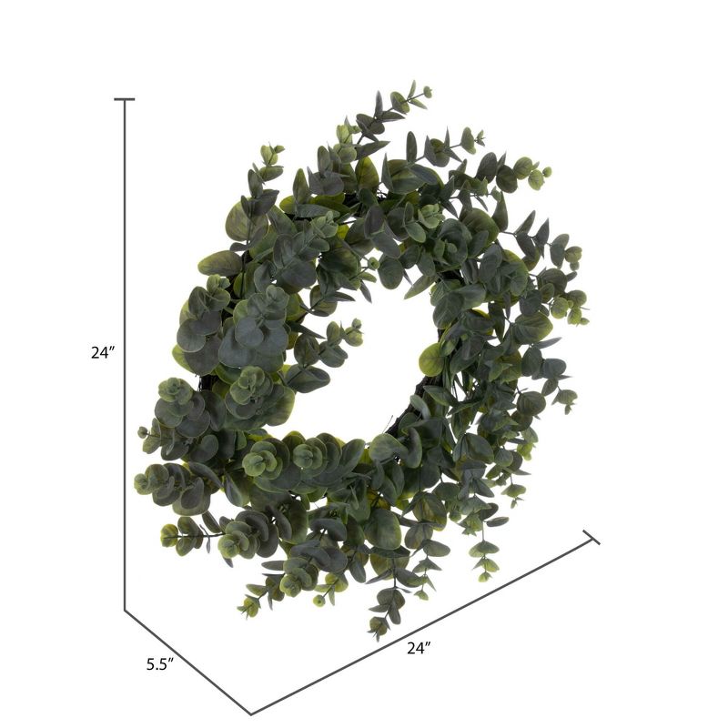Vickerman 24" Artificial Green Spiral Eucalyptus Wreath, 3 of 6