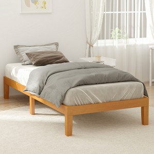 GDFStudio Norris Minimalist 12"H Natural Pine Wood Bed Frame - 1 of 4