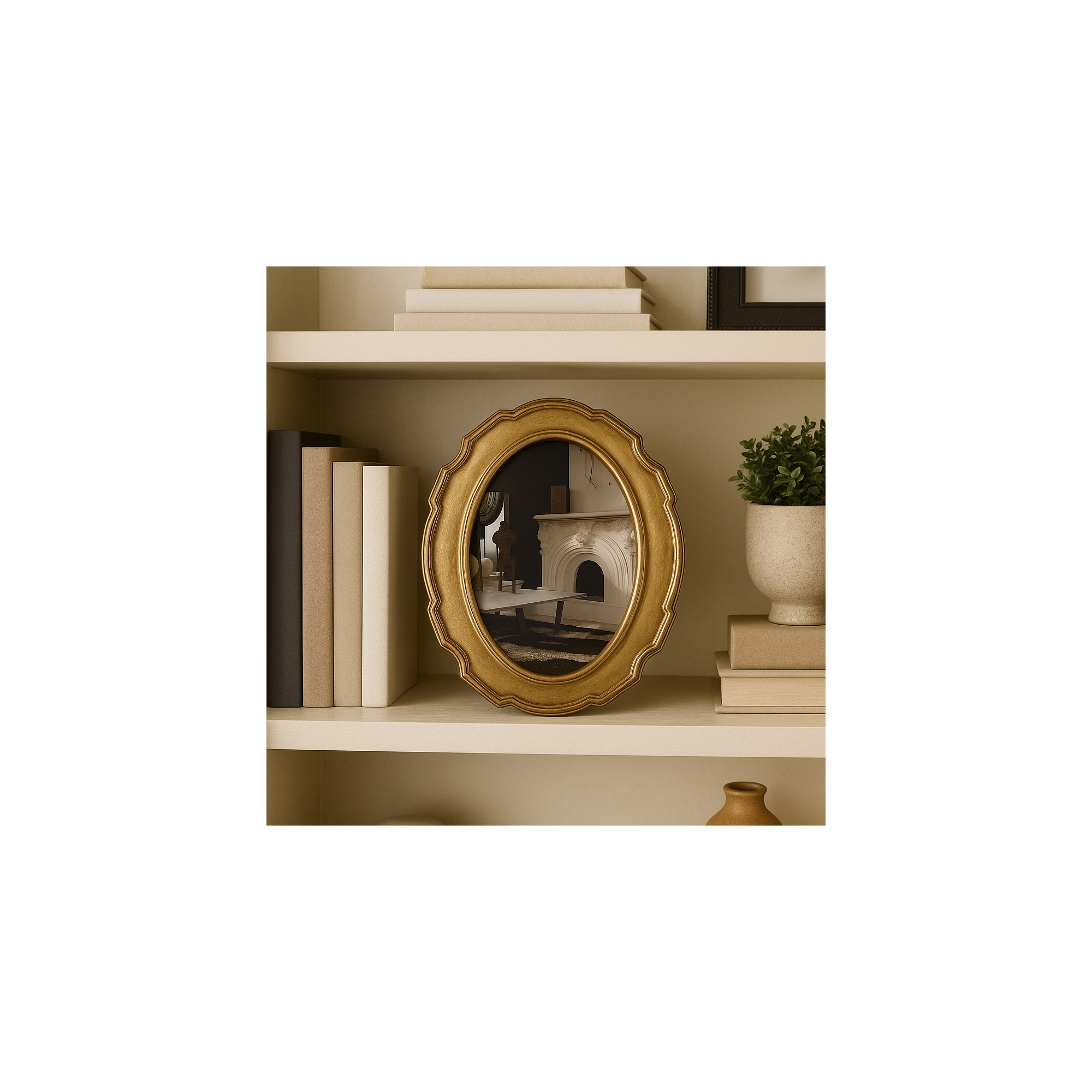 Decorative Oval Picture Frame for Home Decor - Vintage Inspired Resing Photo Frame for Bedroom Decor or Office Accents - 8", Gold