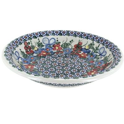 Blue Rose Polish Pottery Garden Butterfly Soup Plate