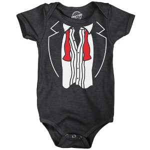 Messy Tuxedo Baby Bodysuit Funny Sarcastic Suit Graphic Novelty Jumper For Infants - Crazy Dog Baby Bodysuit Black Newborn - 1 of 4