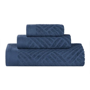 Basketweave Luxury Egyptian Cotton Jacquard 3 Piece Assorted Towel Set by Blue Nile Mills - 1 of 4