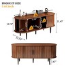 47" Mid Century Modern TV Stand with Sliding Door,Walnut Media Console Table with Storage Cabinet for Living Room Bedroom-Baofuwish - 4 of 4