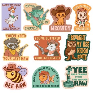 Cowboy Animals Sticker Extra Large Stickers for Adults Funny Adhesives with Memes - Crazy Dog  for Animal Lovers Multi 10 Pieces - 1 of 4