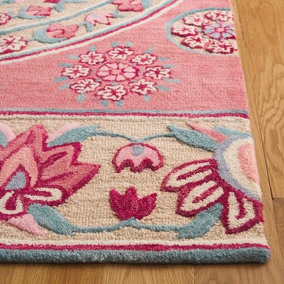 Red and Beige Handmade Wool Tufted Area Rug 3' x 5'