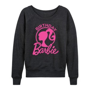 Women's - Barbie - Birthday Lightweight French Terry Wide Neck Long Sleeve Shirt - 1 of 4