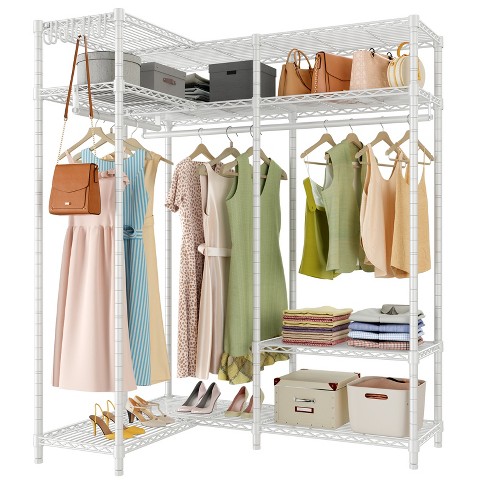 Vipek L30 Corner Closet System L Shaped Garment Rack, L Corner Clothes Rack  Freestanding Portable Wardrobe Closet, White : Target