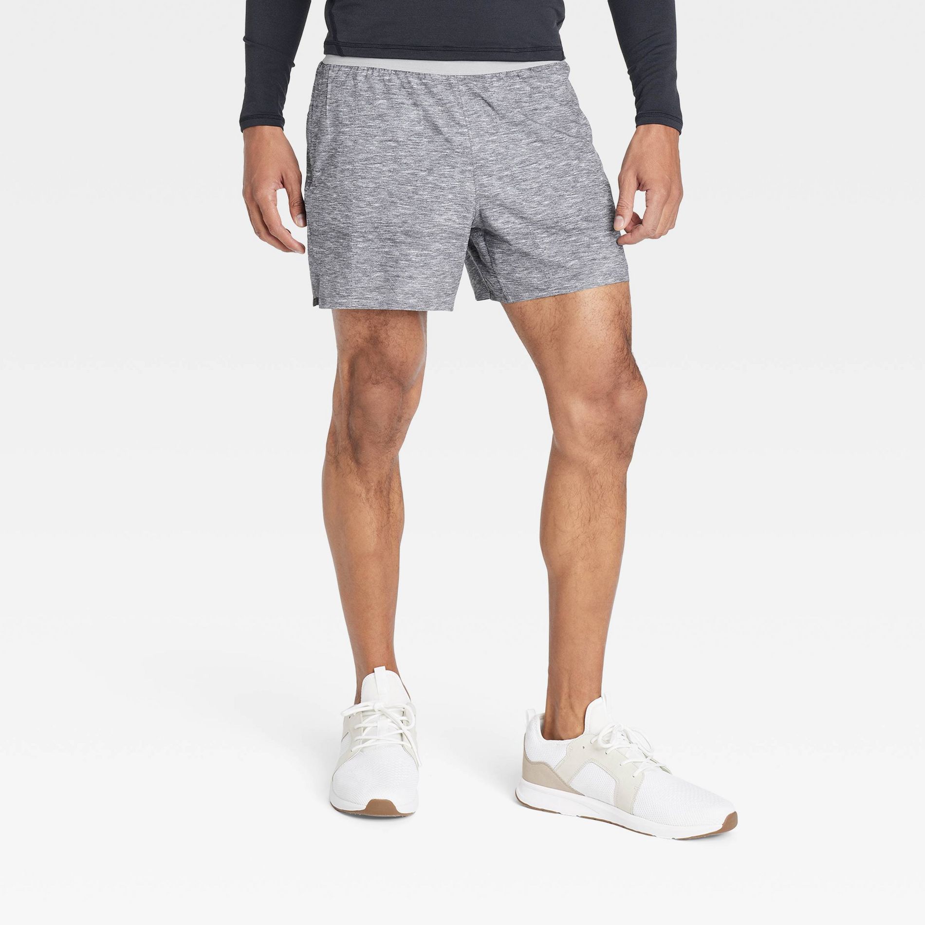 Men's Active Light Brief Lined Run Shorts 5" - All In Motion™ Heathered Gray M: Moisture Wicking, Quick Dry