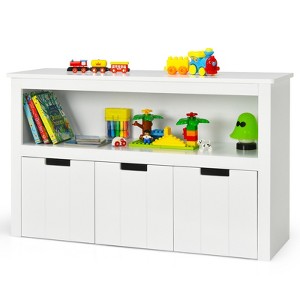 Safstar Kid Toy Storage Cabinet 3 Drawer Chest w/Wheels Large Storage Cube Shelf - 1 of 4