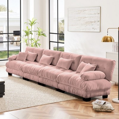 NicBex Couches for Living Room 2-Seater Sofa Cloud Couch Comfort Chenille Upholstered Sofa 2 Lumbar Pillows and 2 Throw Pillows for Bedroom