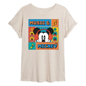 Women's - Disney - Music And Mickey Oversized Graphic T-Shirt - 1 of 4
