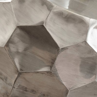 Stomp 20" Round Silver Metal and Stone End Table
