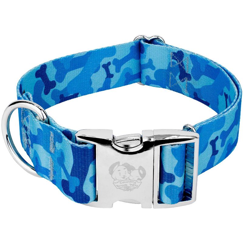 Country Brook Petz 1 1/2 Inch Premium Blue Bone Camo Dog Collar, 1 of 7