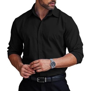 COOFANDY Men's Formal Dress Shirt Hidden Button Front Wrinkle Free Shirt Regular Fit Stretch Business Casual Shirts S-XXXL - 1 of 4