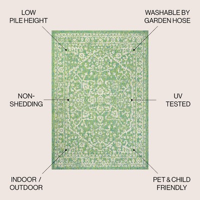 Bohemian Medallion Cream/Green Synthetic 4' x 6' Area Rug