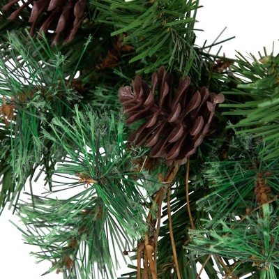 24" Green Pine and Grapevine Christmas Wreath