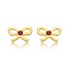 Guili Elegant 14k Gold Plated Red Velvet Cubic Zirconia Ribbon Bow Tie Stud Earrings – Timeless, Sparkling Jewelry with a Chic, Sophisticated Design - 2 of 3