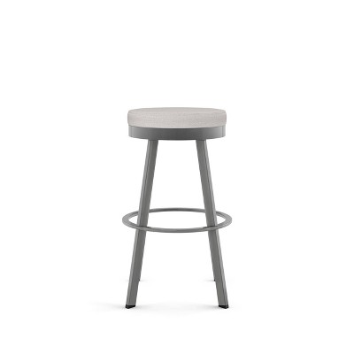 Swice Light Grey Polyester and Metallic Grey Swivel Counter Stool