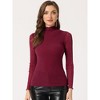 INSPIRE CHIC Women's Mesh Glitter Shiny Mock Turtleneck Long Sleeve Slim Party Shirts - 3 of 4