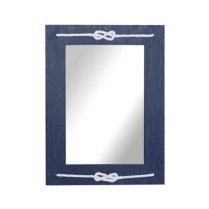 Wood Wall Mirror with Knot Detailing Blue - Olivia & May: Nautical Style, Rectangular, No Assembly Required - 1 of 4