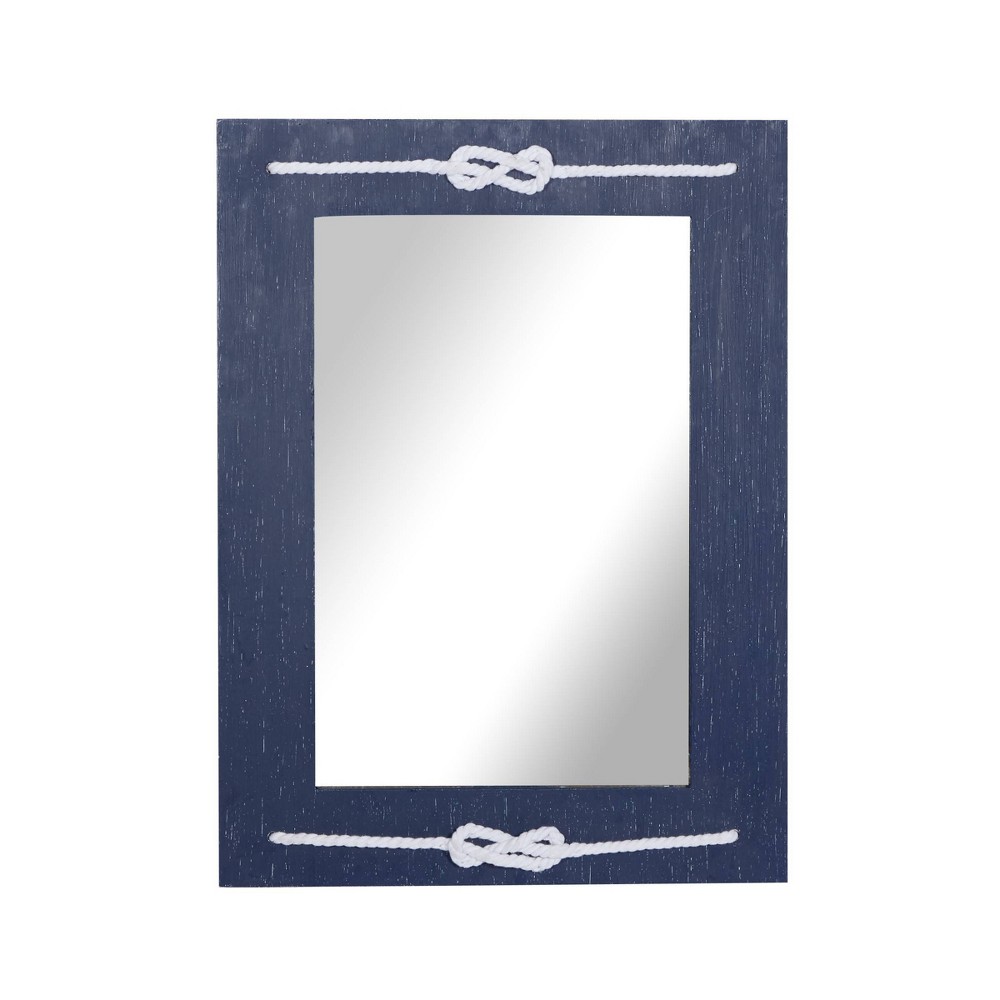 Photos - Wall Mirror Wood  with Knot Detailing Blue - Olivia & May