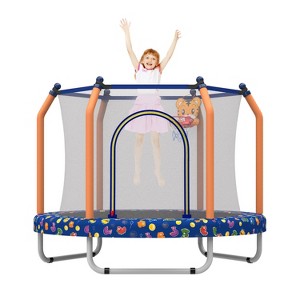 55-inch Trampoline for Kids Indoor & Outdoor Small Toddler Trampoline with Basketball Hoop - 1 of 4