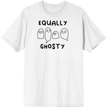 Halloween Cartoon Ghosts "Equally Ghosty" Men's White Graphic Tee