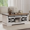 Farmhouse Lift Top Coffee Table, Multifunction Coffee Table with Sliding Barn Door, Hidden Storage Compartment - 2 of 4