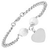 Steeltime Ladies stainless steel freshwater pearls and heart charm cuban link chain bracelet. Color Options: Silver, Gold - 2 of 4