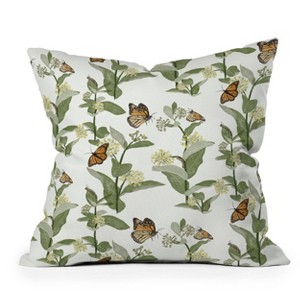 16"x16" Gyaneshwari Dave Pinecone Dream Monarch's Milkweeds Square Throw Pillow Green - Deny Designs - 1 of 4