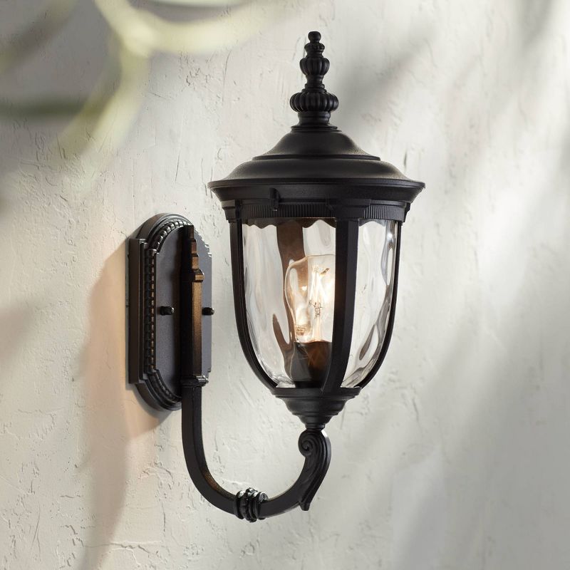 John Timberland Bellagio Vintage Rustic Outdoor Wall Light Fixture Texturized Black Upbridge 16 1/2" Clear Hammered Glass for Post Exterior Barn Deck, 2 of 8